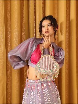 THE TAN CLAN - Maroon Sona Pearl Tasselled Clutch