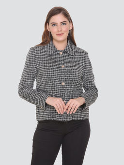 HONNETE - Casual Regular Fit Acrylic Polyester Short Multicolor Coat