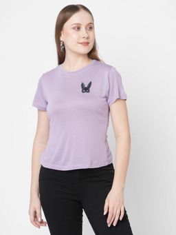 MISH - Lavender Colored Embellished Placement T-Shirt