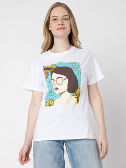 VERO MODA - Women Printed White T-shirt