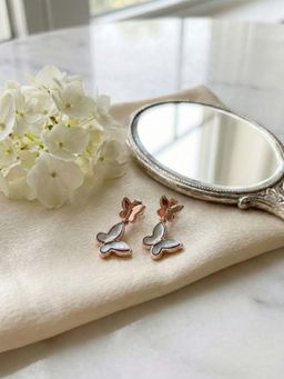 White Velvet - Rose Gold Botanical Breeze 925 Silver Art Earrings