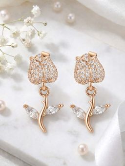 White Velvet - White Garden Whisper 925 Silver Floral Enamel Earrings