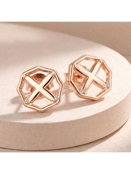 White Velvet - White Cross 925 Silver Filigree Stud Earrings