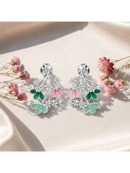 White Velvet - Golden Blossom 925 Silver Rose Gold Adjustable Stud Earrings