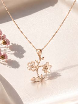 White Velvet - White Graceful 925 Silver Rose Gold Twin Blossom Adjustable Necklace