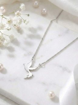White Velvet - Graceful 925 Silver Soaring Swallow Adjustable Necklace