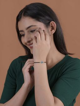 White Velvet - Midnight Bloom 925 Silver Blue Clover Adjustable Bracelet