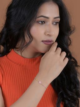 White Velvet - Prism Bloom 925 Silver Rose Gold Rainbow Adjustable Bracelet