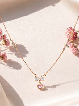 White Velvet - Pink Sweetheart Bloom Necklace - 925 Silver