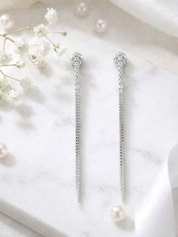 White Velvet - White Wisdom Glimmer 925 Silver Adjustable Owl Drop Earrings