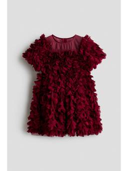 H&M - Girls Red Flower-Applique Dress
