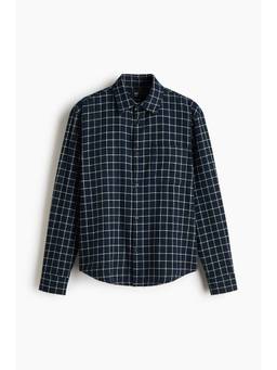H&M - Men Navy Blue Relaxed Fit Flannel Shirt