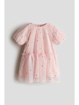 H&M - Girls Pink Printed Tulle Dress