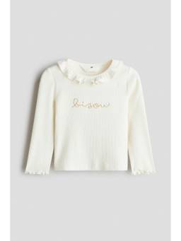 H&M - Girls White Frill-Detail Cotton Top