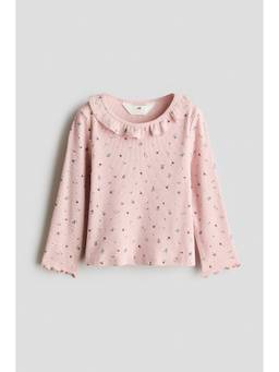 H&M - Girls Pink Frill-Detail Cotton Top