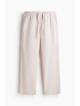 H&M - Men Beige Relaxed Fit Linen-blend Trousers