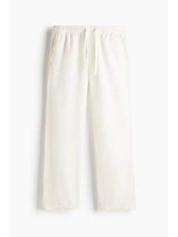 H&M - Men White Relaxed Fit Linen-blend Trousers