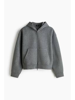 H&M - Men Grey Relaxed Fit Scuba zip-through hoodie