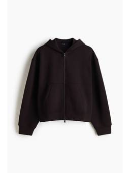 H&M - Men Brown Relaxed Fit Scuba zip-through hoodie