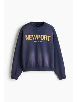 H&M - Men Navy Blue Oversized Fit Printed sweatshirt