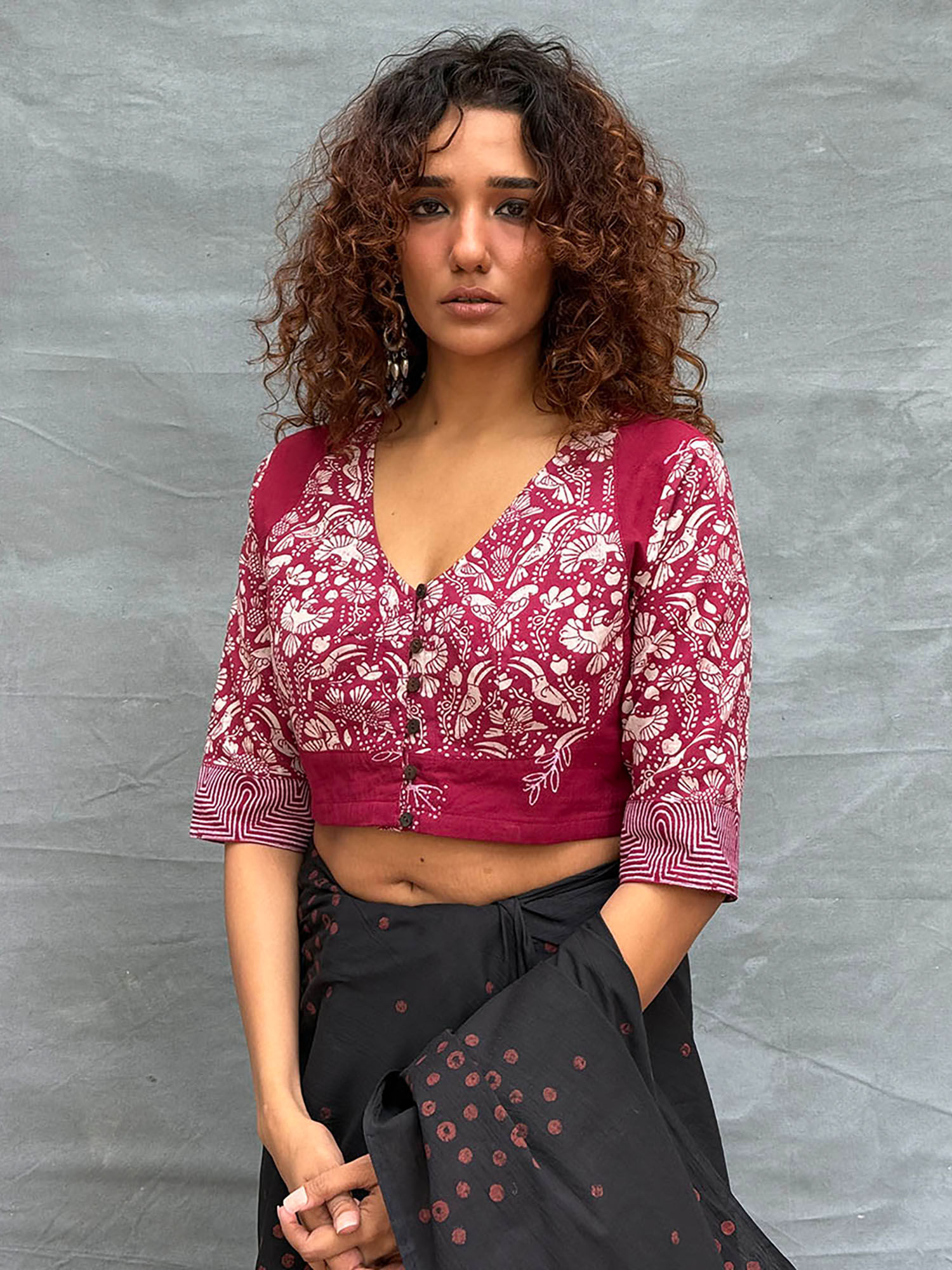 chidiyaa Soil Bloom Printed Cotton Stitched Blouse-picture-34