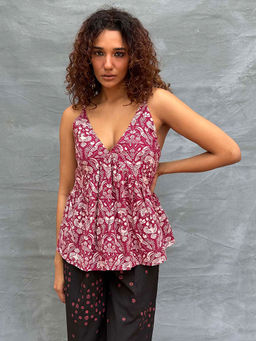 Chidiyaa - Soil Tracing Wildwood Block Printed Cotton Top