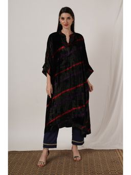 TANYA BERRY - Black Red Tie Dye Velvet Kaftan