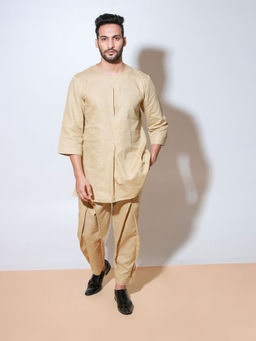 Echke - Beige Round Neck Co-Ord with Front Pleat Join Feature (Set of 2)