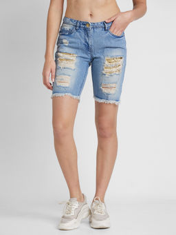 Being Human - Solid Blue Cotton Shorts