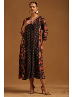 Soch - Women's Black Crepe Floral Dress