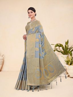 Odette - Grey Viscose Woven Saree with Unstitched Blouse for Women