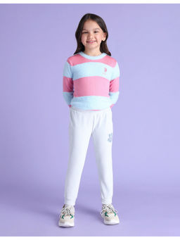 U.S. POLO ASSN. - Girls Blue Appliqued Regular Fit Joggers