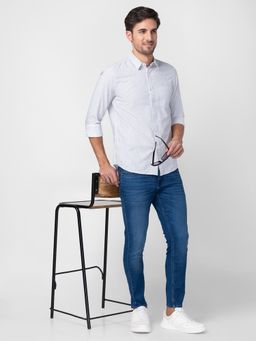 Globus - Men White Striped Cotton Regular Fit Casual Shirt
