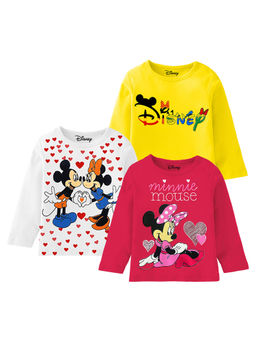 Kuchipoo - Disney Girls Regular Fit Full Sleeve Cotton T-Shirt (Pack of 3)