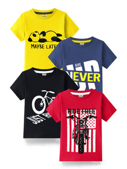 Kuchipoo - Boys Regular Fit Half Sleeve Cotton T-Shirt (Pack of 4)