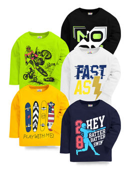 Kuchipoo - Boys Regular Fit Full Sleeve Cotton T-Shirt (Pack of 5)