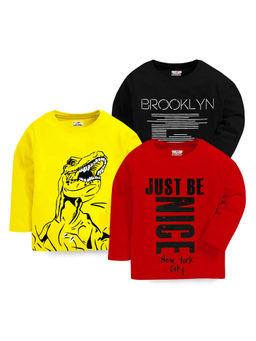 Kuchipoo - Boys Regular Fit Full Sleeve Cotton T-Shirt (Pack of 3)