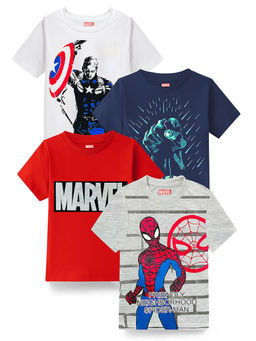 Kuchipoo - Marvel Boys Regular Fit Half Sleeve Cotton T-Shirt (Pack of 4)