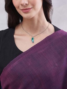 Fabindia - Silver Pendant Necklace - Green