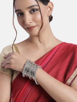 I Jewels - Oxidised Silver Plated Chuda Bangles