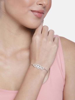 I Jewels - Women Silver-Toned Rhodium-Plated Link Bracelet