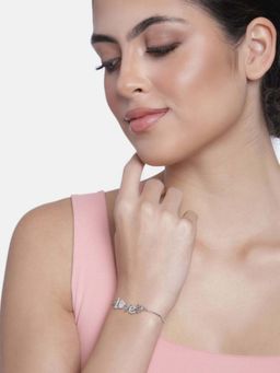 I Jewels - Women Silver-Toned Rhodium-Plated Link Bracelet