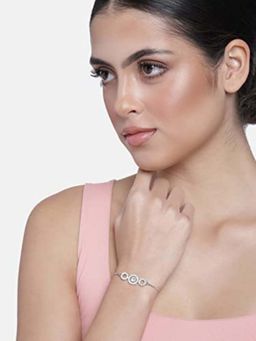 I Jewels - Women Silver-Toned Rhodium-Plated Link Bracelet