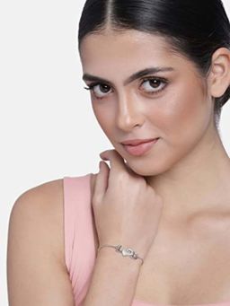 I Jewels - Women Silver-Toned Rhodium-Plated Link Bracelet