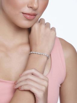 I Jewels - Women Silver-Toned Rhodium-Plated Link Bracelet