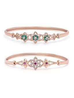 I Jewels - Women Pack of 2 Rose Gold-Plated Bangle-Style Bracelet