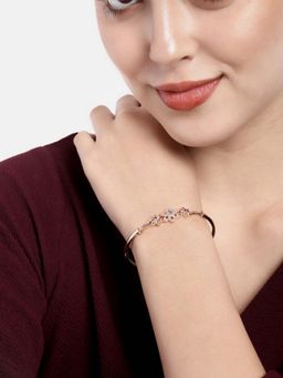 I Jewels - Women Pink and Rose Gold-Plated Wraparound Bracelet