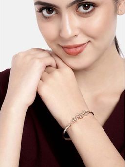 I Jewels - Women Green and Rose Gold-Plated Wraparound Bracelet