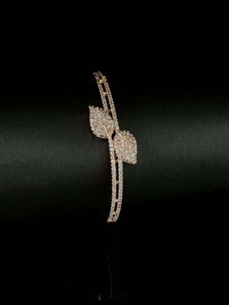 I Jewels - Women Rose Gold-Plated American Diamond Bangle-Style Bracelet
