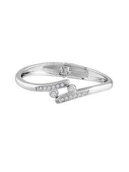 I Jewels - Stylish Silver Plated Cubic Zirconia American Diamond Adjustable Bracelet For Women